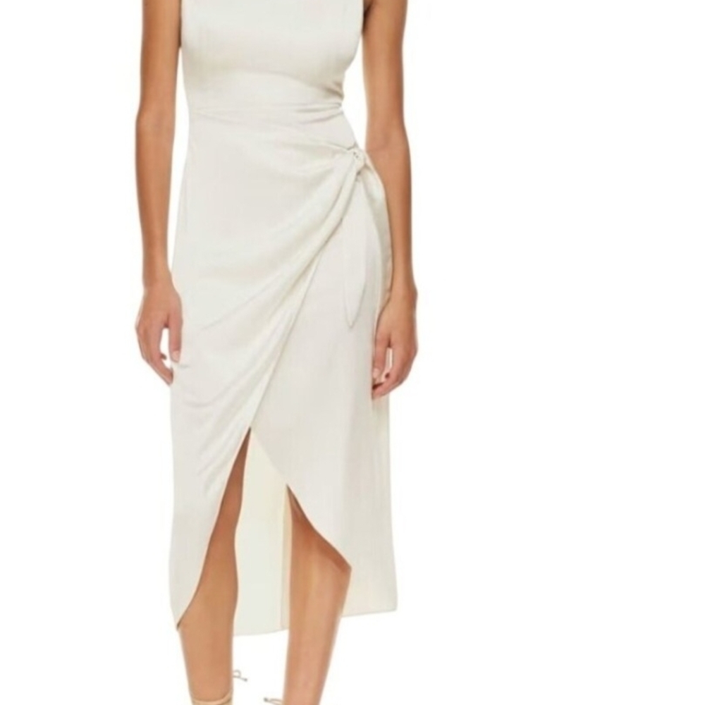 Aritiza Wilfred Cream Asymmetrical Wrap Dress